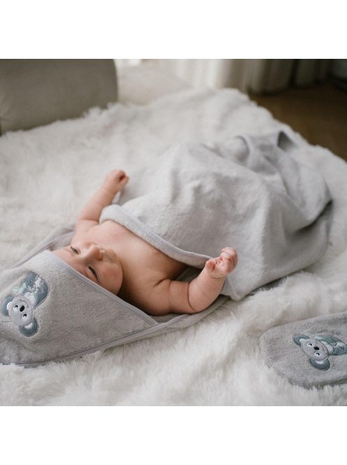 BabyOno fürdőlepedő kapucnis bambusz 100x100cm - szürke koala 346/06