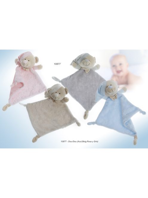 Gamberritos szundikendő plüss maci és csillagmintás hálósapkás maci - szürke 10877