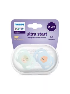   Philips AVENT Játszócumi Ultra Start 0-2hó fiús 2db - mintás