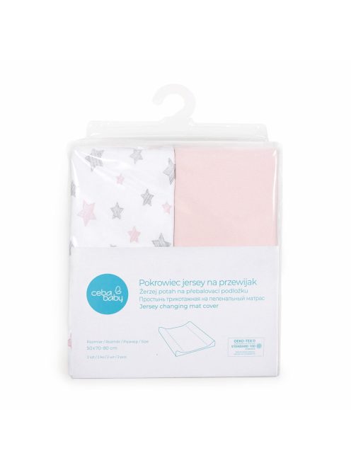 Ceba pelenkázólap huzat pamut (50x70-80) 2db/csomag - Candy pink pink csillagos