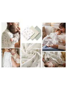   BabyOno Textilpelenka színes 3db gyűrt muszlin - zöld 828/04