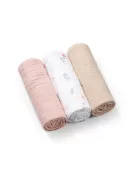 BabyOno Textilpelenka színes 3db gyűrt muszlin - puderrózsaszín 828/01