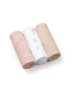  BabyOno Textilpelenka színes 3db gyűrt muszlin - puderrózsaszín 828/01