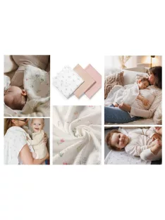   BabyOno Textilpelenka színes 3db gyűrt muszlin - puderrózsaszín 828/01
