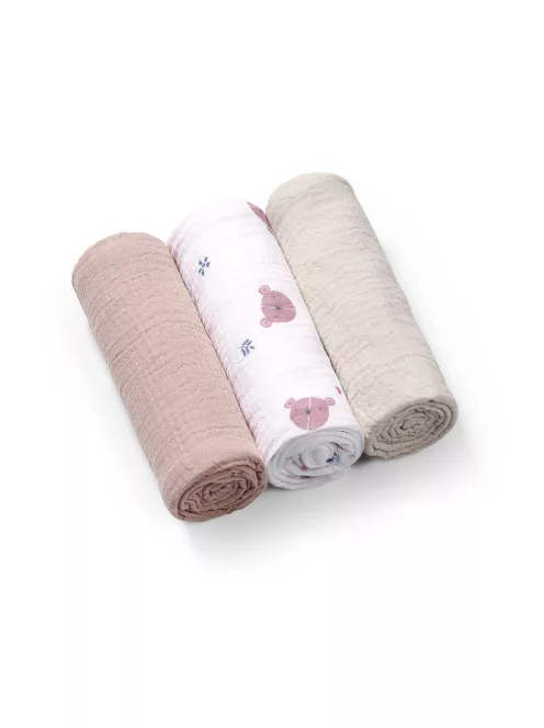 BabyOno Textilpelenka színes 3db gyűrt muszlin - szürke 828/03