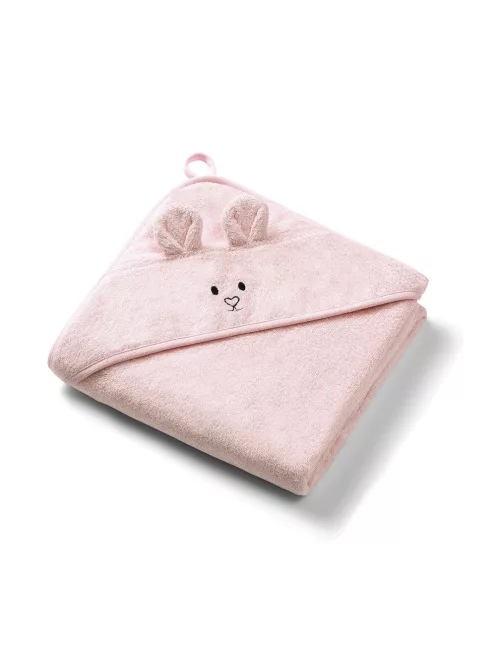 BabyOno Fürdőlepedő kapucnis bambusz 100x100cm egérfülekkel - púderrózsaszín 1553/04