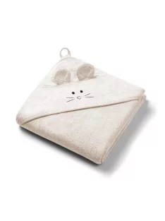   BabyOno Fürdőlepedő kapucnis bambusz 100x100cm egérfülekkel - krémszínű 1553/05