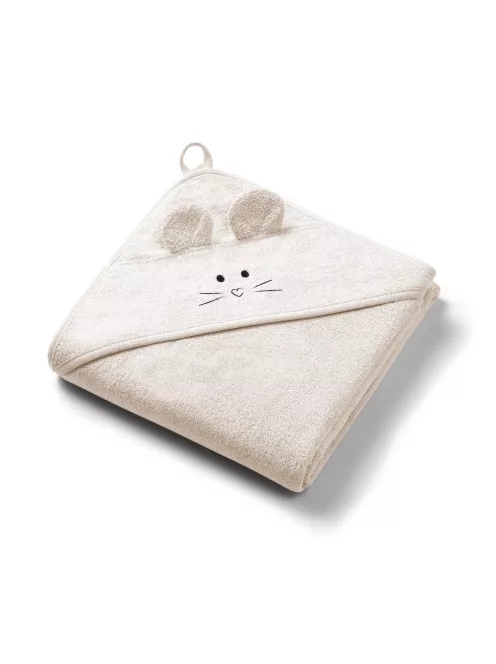 BabyOno Fürdőlepedő kapucnis bambusz 100x100cm egérfülekkel - krémszínű 1553/05