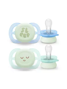   Philips AVENT Játszócumi Ultra Start éjszakai 0-2hó fiús 2db - mintás