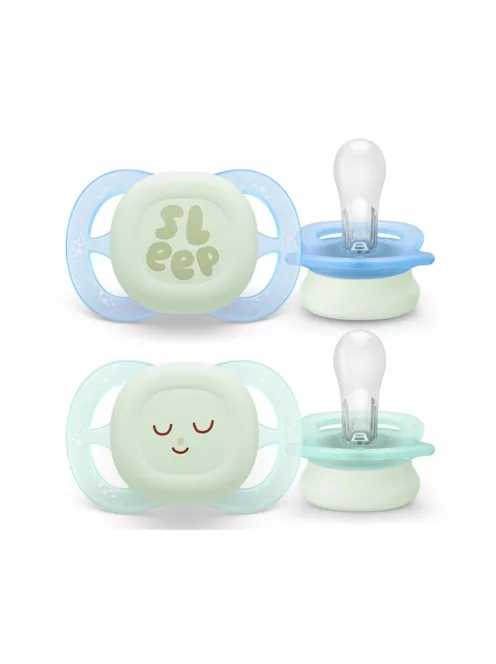Philips AVENT Játszócumi Ultra Start éjszakai 0-2hó fiús 2db - mintás