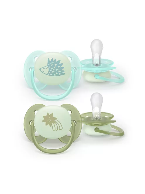 Philips AVENT Játszócumi Ultrasoft éjszakai 0-6hó fiús 2db - mintás