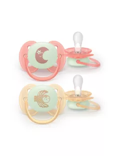   Philips AVENT Játszócumi Ultrasoft éjszakai 0-6hó lányos 2db - hold