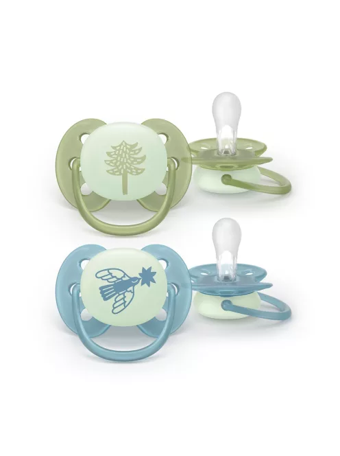 Philips AVENT Játszócumi Ultrasoft éjszakai 18hó fiús 2db - fenyőfa