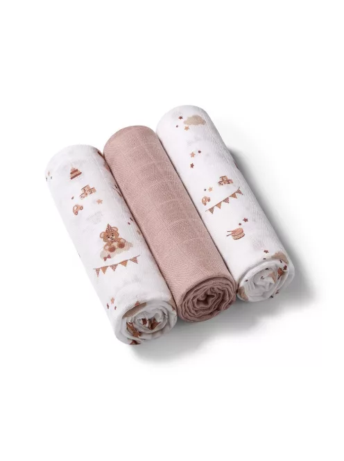 BabyOno Textilpelenka színes 3db bambusz - barna 397/15