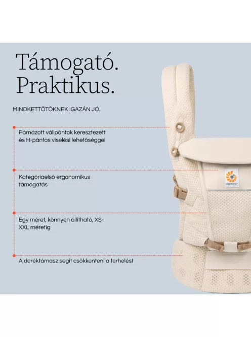 Ergobaby Adapt Soft Flex Mesh Hordozó: Pearl Grey / Gyöngy szürke