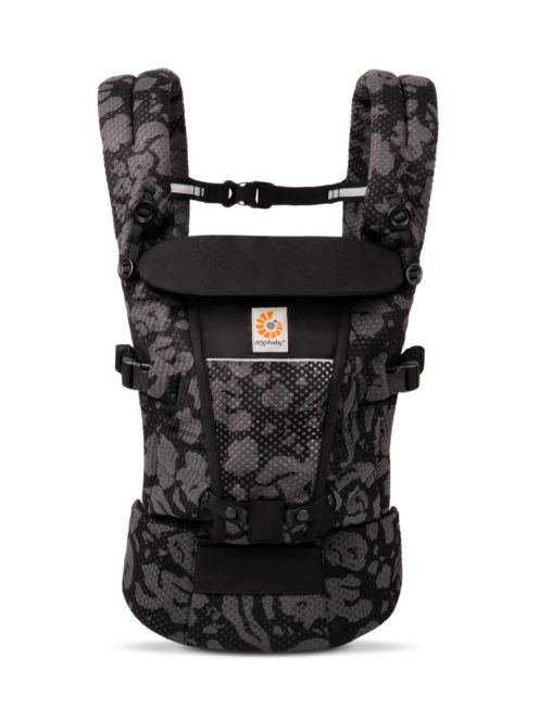 Ergobaby Adapt Soft Flex Mesh Hordozó: Onyx Blooms / Fekete szürke mintás
