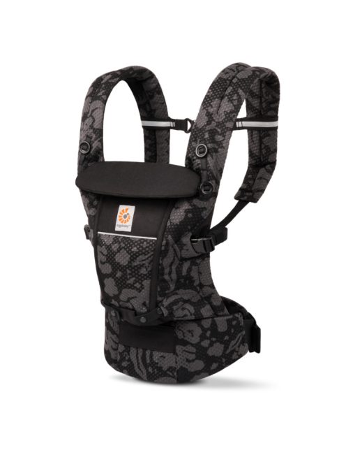 Ergobaby Adapt Soft Flex Mesh Hordozó: Onyx Blooms / Fekete szürke mintás