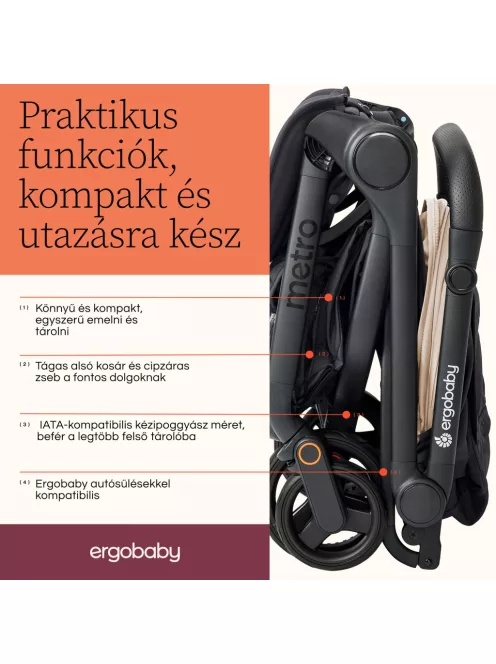 Ergobaby Metro3 kompakt városi babakocsi- Natural Beige / Bézs