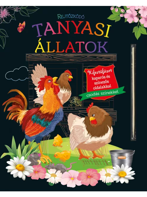 Rejtőzködő tanyasi állatok - Kifestőfüzet kaparós és színezős oldalakkal
