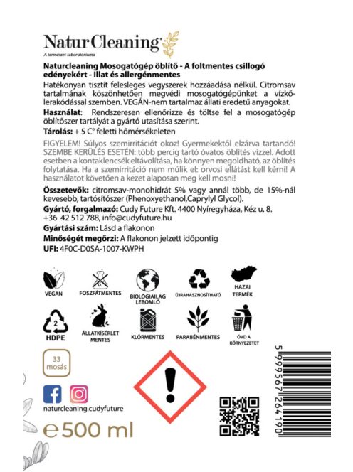 NaturCleaning Mosogatógép öblítő 500 ml