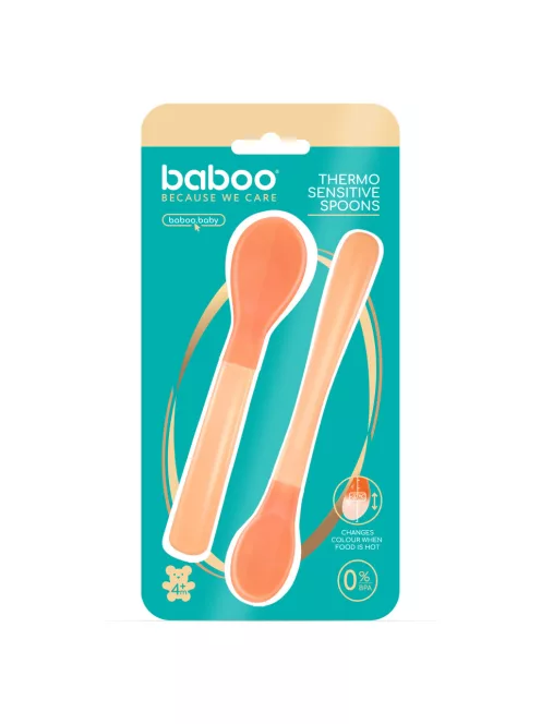 Baboo Puha szilikon hőérzékeny kanalak (2 db) 4+ hónapos kortól - Peachy Keen