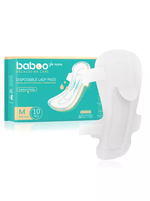 Baboo eldobható szülés utáni betét, 10 db, M, 340 mm