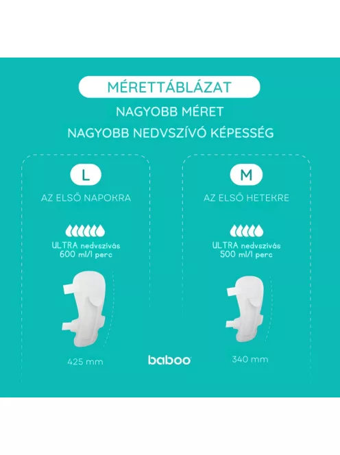 Baboo eldobható szülés utáni betét, 10 db, M, 340 mm