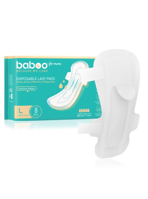 Baboo eldobható szülés utáni betét, 8 db, L, 425 mm
