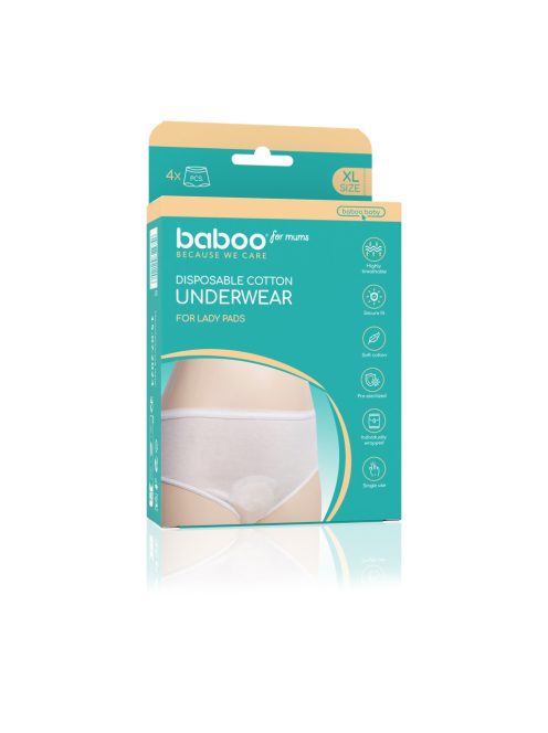 Baboo zülés utáni eldobható pamut alsó 4 db, XL