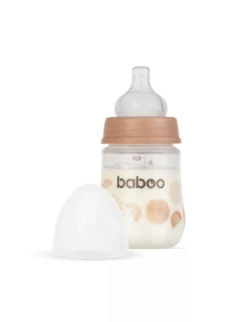 Baboo Széles nyakú 3 szelepes anti-colic cumisüveg 180 ml 0+ hónapos kortól - Au Naturale
