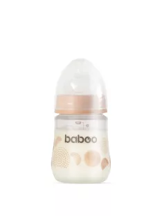   Baboo Széles nyakú 3 szelepes anti-colic cumisüveg 180 ml 0+ hónapos kortól - Au Naturale