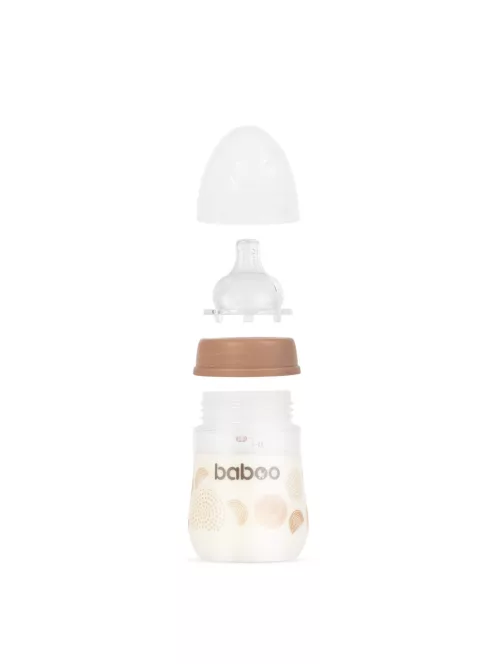 Baboo Széles nyakú 3 szelepes anti-colic cumisüveg 180 ml 0+ hónapos kortól - Au Naturale