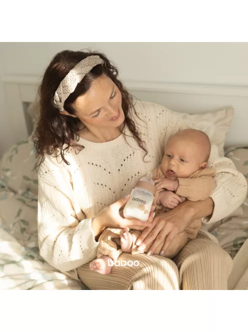 Baboo Széles nyakú 3 szelepes anti-colic cumisüveg 180 ml 0+ hónapos kortól - Au Naturale