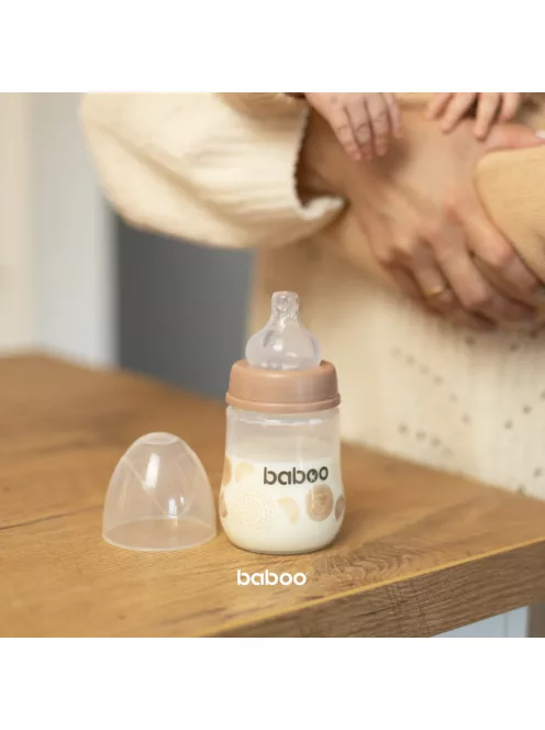 Baboo Széles nyakú 3 szelepes anti-colic cumisüveg 180 ml 0+ hónapos kortól - Au Naturale