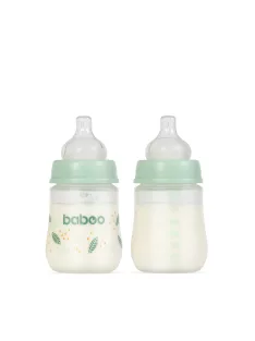   Baboo Széles nyakú 3 szelepes anti-colic cumisüveg 180 ml 0+ hónapos kortól - Peachy Keen