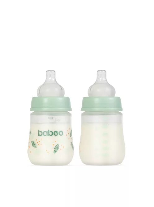 Baboo Széles nyakú 3 szelepes anti-colic cumisüveg 180 ml 0+ hónapos kortól - Peachy Keen