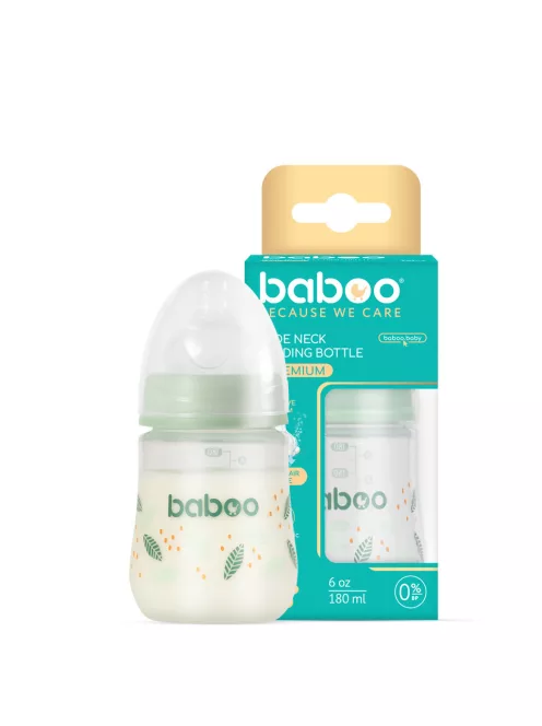 Baboo Széles nyakú 3 szelepes anti-colic cumisüveg 180 ml 0+ hónapos kortól - Peachy Keen