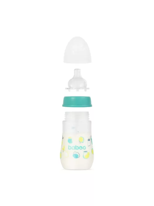 Baboo Széles nyakú 3 szelepes anti-colic cumisüveg 250 ml 3+ hónapos kortól - Lagoon Fiesta
