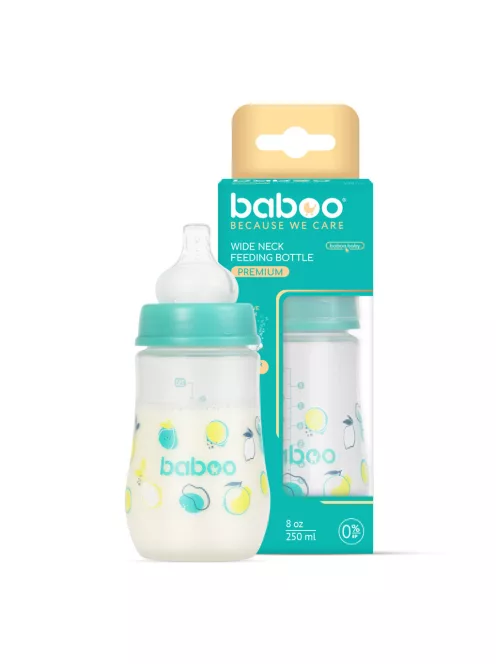 Baboo Széles nyakú 3 szelepes anti-colic cumisüveg 250 ml 3+ hónapos kortól - Lagoon Fiesta