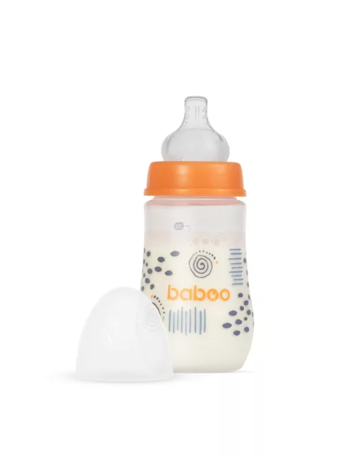 Baboo Széles nyakú 3 szelepes anti-colic cumisüveg 250 ml 3+ hónapos kortól - Blue Haze 