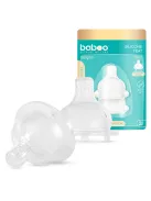 Baboo Prémium anti-colic 3 szelepes technológiájú szilikon cumifej (2 db) széles nyakú gyors folyású, 6+ hónapos kortól