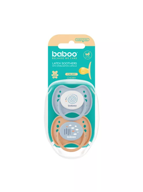 Baboo Nyugtató cseresznye formájú latex cumi szett (2 db) tárolódobozzal 6+ hónap - Blue Haze