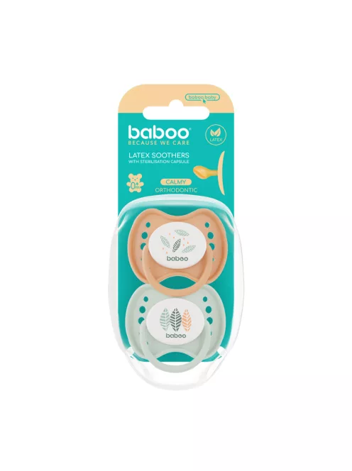 Baboo Nyugtató ortodontikus latex cumi 2 db tárolótokkal 0+hó