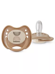   Baboo Nyugtató szimmetrikus szilikon cumi szett (2 db) tároló- és sterilizáló tokkal újszülött kortól (0+ hónap) - Au Naturale