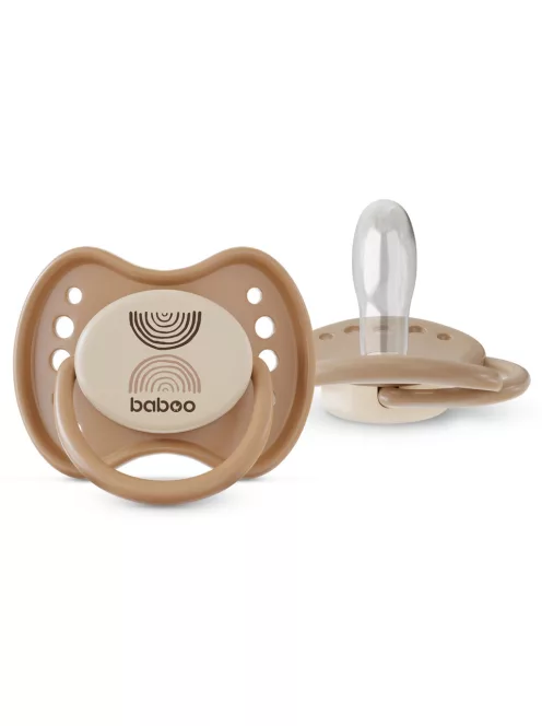 Baboo Nyugtató szimmetrikus szilikon cumi szett (2 db) tároló- és sterilizáló tokkal újszülött kortól (0+ hónap) - Au Naturale