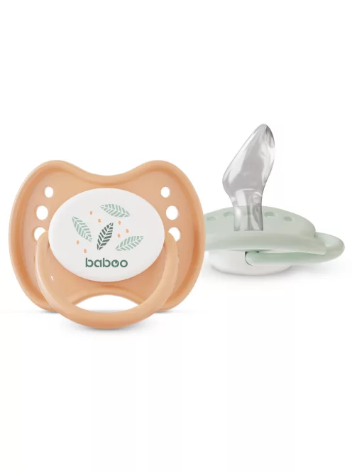 Baboo Nyugtató ortodontikus szilikon cumi szett (2 db) tároló- és sterilizáló tokkal újszülött kortól (0+ hónap) - Peachy Keen 