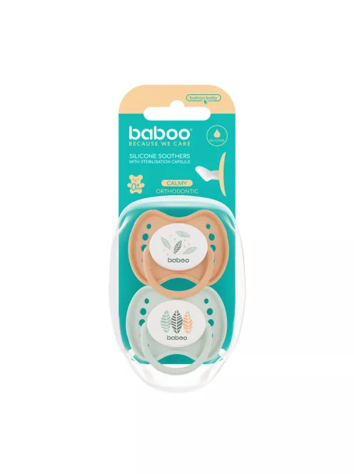 Baboo Nyugtató ortodontikus szilikon cumi szett (2 db) tároló- és sterilizáló tokkal újszülött kortól (0+ hónap) - Peachy Keen 