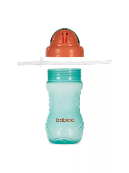 Baboo Itatópohár szilikon szívószállal 360 ml 9+ hónapos kortól - zöld