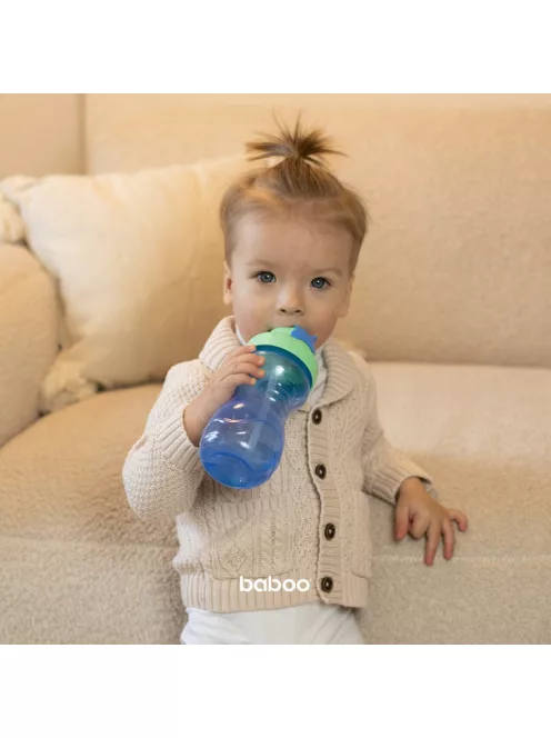 Baboo Itatópohár szilikon szívószállal 360 ml 9+ hónapos kortól - kék
