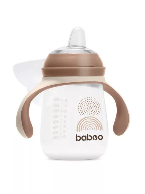 Baboo Csöpögésmentes itatópohár szilikon ivócsőrrel 260 ml Au Naturale 6+ hónapos kortól - kakaó színű